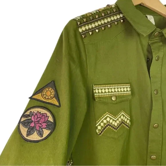 Spell and the Gypsy Green Jacket Embroidered Panther Small - Picture 8 of 14